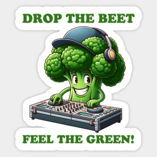 Broccoli Beats: DJ Veggie Spinner Sticker